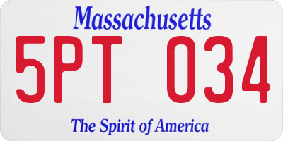 MA license plate 5PT034
