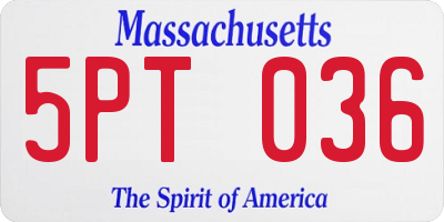MA license plate 5PT036