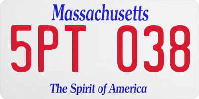 MA license plate 5PT038