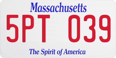 MA license plate 5PT039