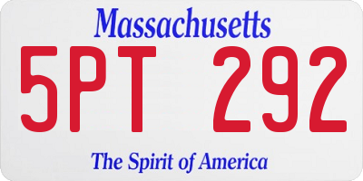 MA license plate 5PT292