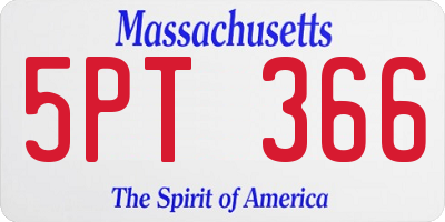MA license plate 5PT366