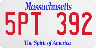 MA license plate 5PT392