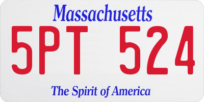 MA license plate 5PT524