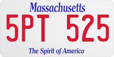 MA license plate 5PT525