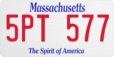 MA license plate 5PT577