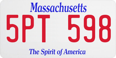 MA license plate 5PT598