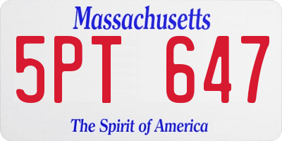 MA license plate 5PT647