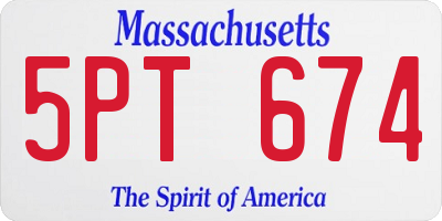 MA license plate 5PT674