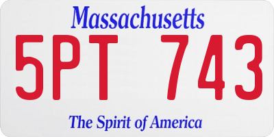 MA license plate 5PT743