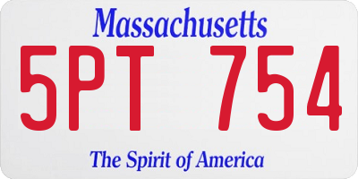 MA license plate 5PT754