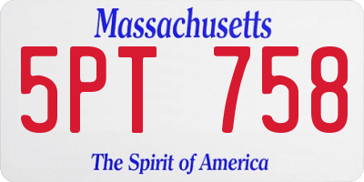 MA license plate 5PT758