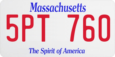 MA license plate 5PT760