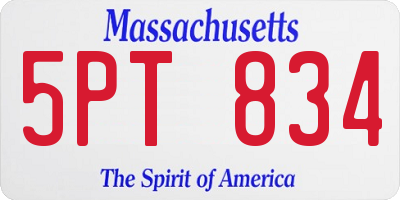 MA license plate 5PT834