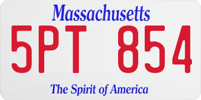 MA license plate 5PT854