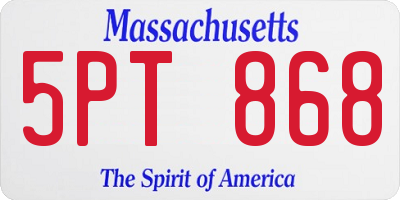 MA license plate 5PT868