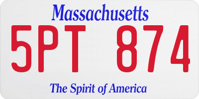 MA license plate 5PT874