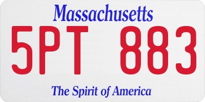 MA license plate 5PT883