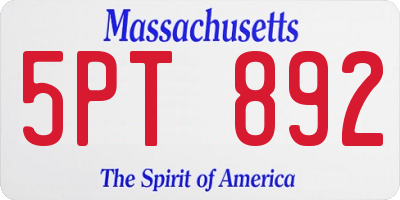 MA license plate 5PT892