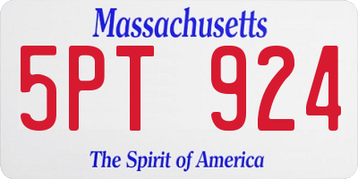 MA license plate 5PT924