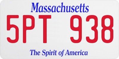 MA license plate 5PT938
