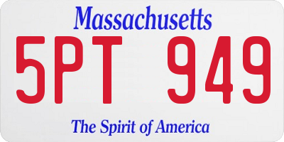 MA license plate 5PT949