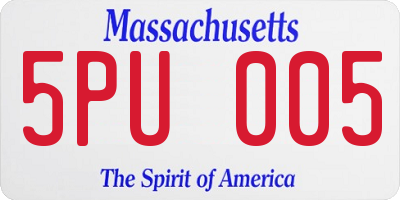 MA license plate 5PU005