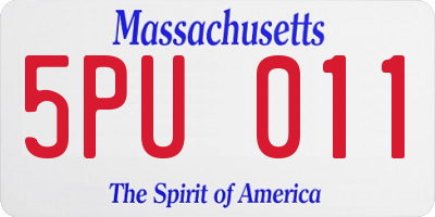 MA license plate 5PU011