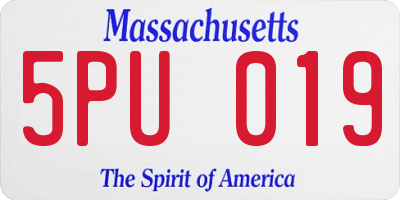 MA license plate 5PU019