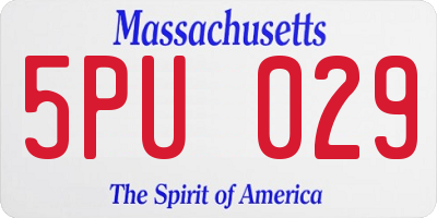 MA license plate 5PU029