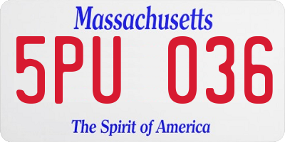 MA license plate 5PU036