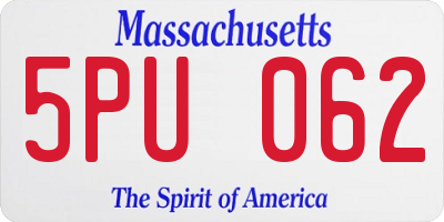 MA license plate 5PU062