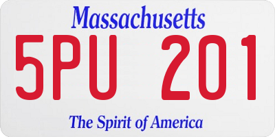 MA license plate 5PU201