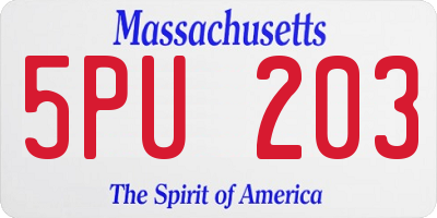 MA license plate 5PU203