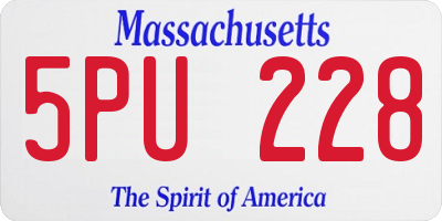 MA license plate 5PU228