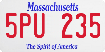 MA license plate 5PU235