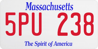 MA license plate 5PU238
