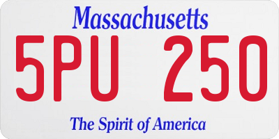 MA license plate 5PU250
