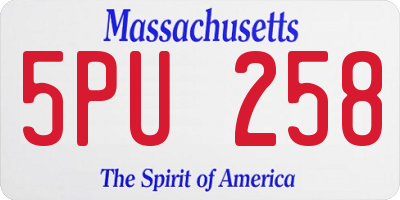 MA license plate 5PU258