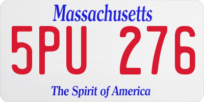 MA license plate 5PU276