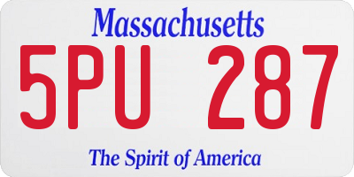 MA license plate 5PU287