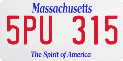 MA license plate 5PU315