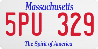 MA license plate 5PU329