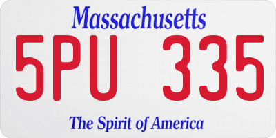 MA license plate 5PU335