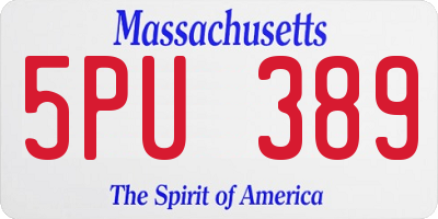 MA license plate 5PU389