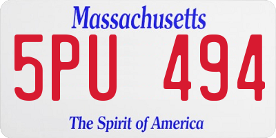 MA license plate 5PU494