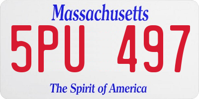 MA license plate 5PU497