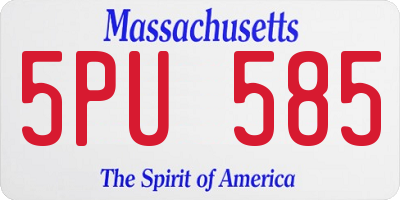 MA license plate 5PU585