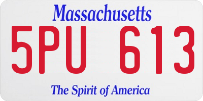 MA license plate 5PU613