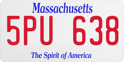 MA license plate 5PU638
